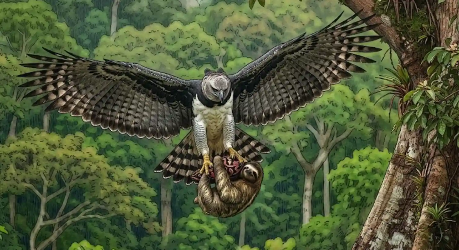 The harpy eagle hauls prey heavier than itself to nests in the Amazon canopy