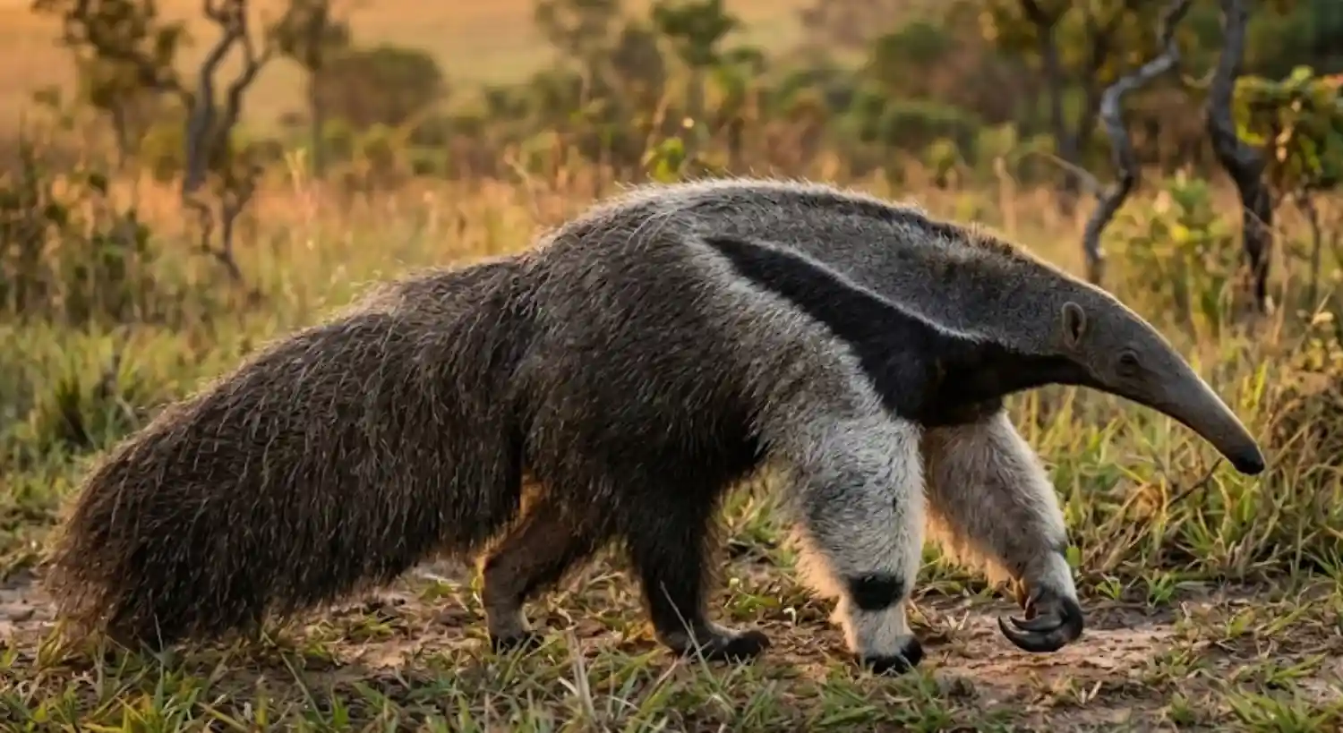 The giant anteater has no teeth and claws that never stop growing