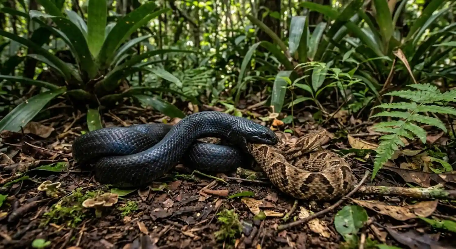 O sangue da mussurana carrega um segredo bioquímico que desafia as leis da sobrevivência na floresta. Enquanto a maioria dos mamíferos e répteis sucumbe em minutos ao potente coquetel de toxinas proteolíticas da jararaca, este ofídio de escamas negras acetinadas desenvolveu anticorpos naturais que neutralizam completamente o veneno. Não se trata de uma resistência parcial ou de sorte, mas de uma imunidade absoluta e hereditária que transforma a Clelia clelia em um dos maiores trunfos da biodiversidade brasileira. Para a ciência, essa capacidade representa um campo vasto de estudos sobre antídotos e evolução biológica, enquanto para o equilíbrio ambiental, significa o controle populacional das serpentes mais perigosas do país. A estratégia de caça da mussurana é um espetáculo de precisão e força bruta que ocorre silenciosamente sob a serrapilheira. Diferente das serpentes que dependem exclusivamente de veneno para abater suas presas, a mussurana utiliza uma combinação de constrição poderosa e mordidas firmes. Quando ela encontra uma jararaca ou uma cascavel, a investida é rápida. Ela morde a cabeça ou o pescoço da presa, ignorando as tentativas de contra-ataque. Mesmo que a serpente peçonhenta consiga injetar veneno na mussurana, as proteínas neutralizadoras no plasma da predadora impedem a destruição dos tecidos ou a falência sistêmica. É uma das raras instâncias na natureza onde a presa se torna predadora absoluta de seus próprios "pares" letais. A anatomia dessa serpente é projetada para a deglutição de presas que, muitas vezes, possuem o mesmo comprimento que ela. A mussurana pode atingir mais de dois metros de extensão e exibe um corpo musculoso, ideal para o método de constrição. Suas mandíbulas altamente flexíveis permitem que ela ingira serpentes venenosas inteiras, iniciando um processo digestivo lento, porém extremamente eficiente. Durante a digestão, o sistema metabólico da mussurana trabalha para processar não apenas a carne da presa, mas também as glândulas de veneno da serpente ingerida, provando que o animal é uma verdadeira máquina de processamento biológico adaptada para nichos específicos de alta periculosidade. A distribuição geográfica da mussurana é vasta, abrangendo desde o México até a Argentina, com uma presença fortíssima em toda a bacia amazônica e na Mata Atlântica. No Brasil, ela é historicamente respeitada por populações ribeirinhas e agricultores, que aprenderam a identificar o brilho azulado de suas escamas negras quando jovens e o tom escuro profundo na fase adulta. Ter uma mussurana por perto é, na prática, ter um guarda-costas natural. Onde ela habita, a incidência de acidentes ofídicos com humanos tende a diminuir drasticamente, pois ela mantém as populações de serpentes do gênero Bothrops sob controle rigoroso, evitando que se aproximem de habitações em busca de roedores. Infelizmente, a mussurana sofre com o preconceito generalizado que atinge todas as serpentes. Muitas vezes, por falta de conhecimento, as pessoas as matam ao encontrá-las em trilhas ou quintais, sem saber que estão eliminando o principal agente de controle de animais peçonhentos daquela região. A perda de habitat e o uso indiscriminado de agrotóxicos também afetam a disponibilidade de suas presas naturais, empurrando-as para áreas mais fragmentadas. A ciência alerta que a preservação da Clelia clelia é um indicador direto de saúde do ecossistema, pois sua presença no topo da cadeia alimentar de répteis sinaliza que a estrutura trófica do ambiente está preservada e funcional. A proteção dessa espécie vai além do conservacionismo romântico, sendo uma questão de segurança em saúde pública. Entender como a mussurana come cobra venenosa e permanece ilesa pode abrir portas para a biotecnologia farmacêutica no desenvolvimento de novos tratamentos para humanos. Cada exemplar preservado na floresta é um laboratório vivo que guarda respostas sobre resistência celular e adaptação extrema. Valorizar a fauna brasileira significa, acima de tudo, compreender que até mesmo as criaturas que despertam temor podem ser nossas maiores aliadas na manutenção da vida e da segurança nas áreas rurais e florestais. A preservação da mussurana não é apenas sobre salvar uma espécie, mas sobre garantir que o equilíbrio invisível da floresta continue trabalhando silenciosamente a nosso favor. BOX: O Poder da Clelia clelia | A mussurana é ofiófaga, o que significa que sua dieta é composta quase exclusivamente por outras serpentes. Ela possui dentes opistóglifos, localizados no fundo da boca, mas sua principal arma é a imunidade sanguínea. Pesquisas indicam que o soro da mussurana neutraliza as hemotoxinas das jararacas, tornando-a essencial para o controle biológico em áreas onde o soro antiofídico é de difícil acesso para as populações locais.