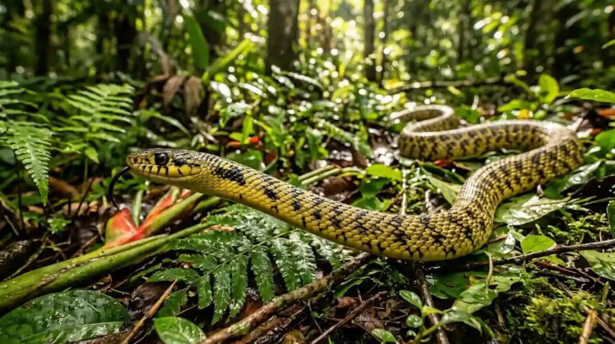 Como a impressionante agilidade da serpente caninana transforma o solo da floresta amazônica em um cenário de pura eficiência biológica