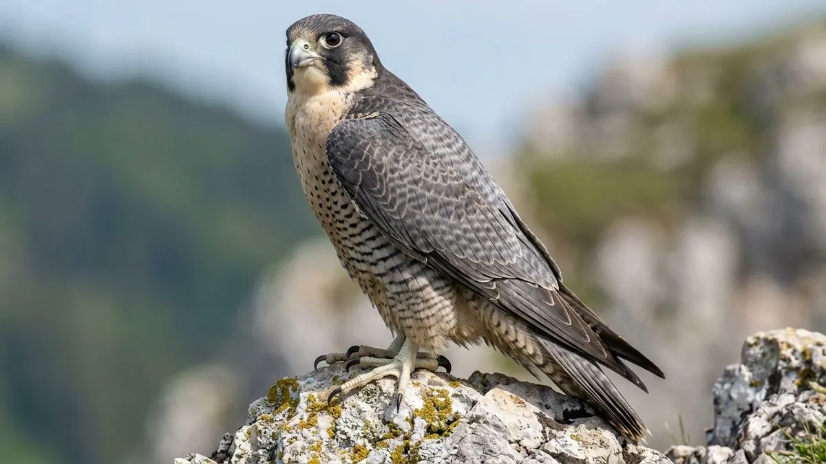 Falcão peregrino dobra asas em mergulho vertical e acerta presas no ar com golpe de garra fechada em punho